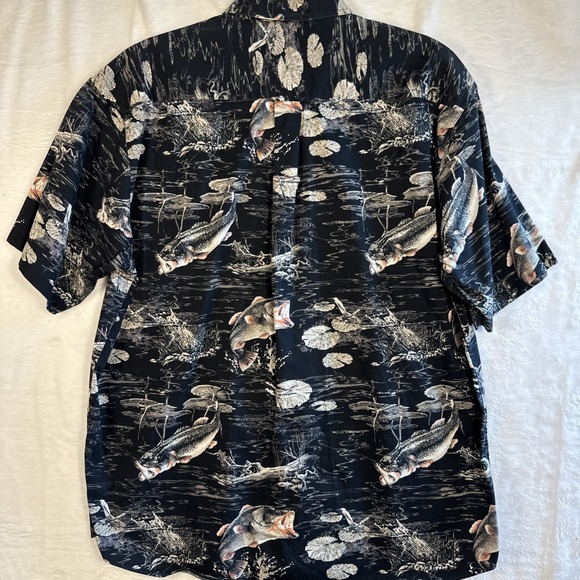 Magellan Sportswear Men's Short Sleeve Button Up Shirt Fishing Print Mens Size L - Picture 5 of 13